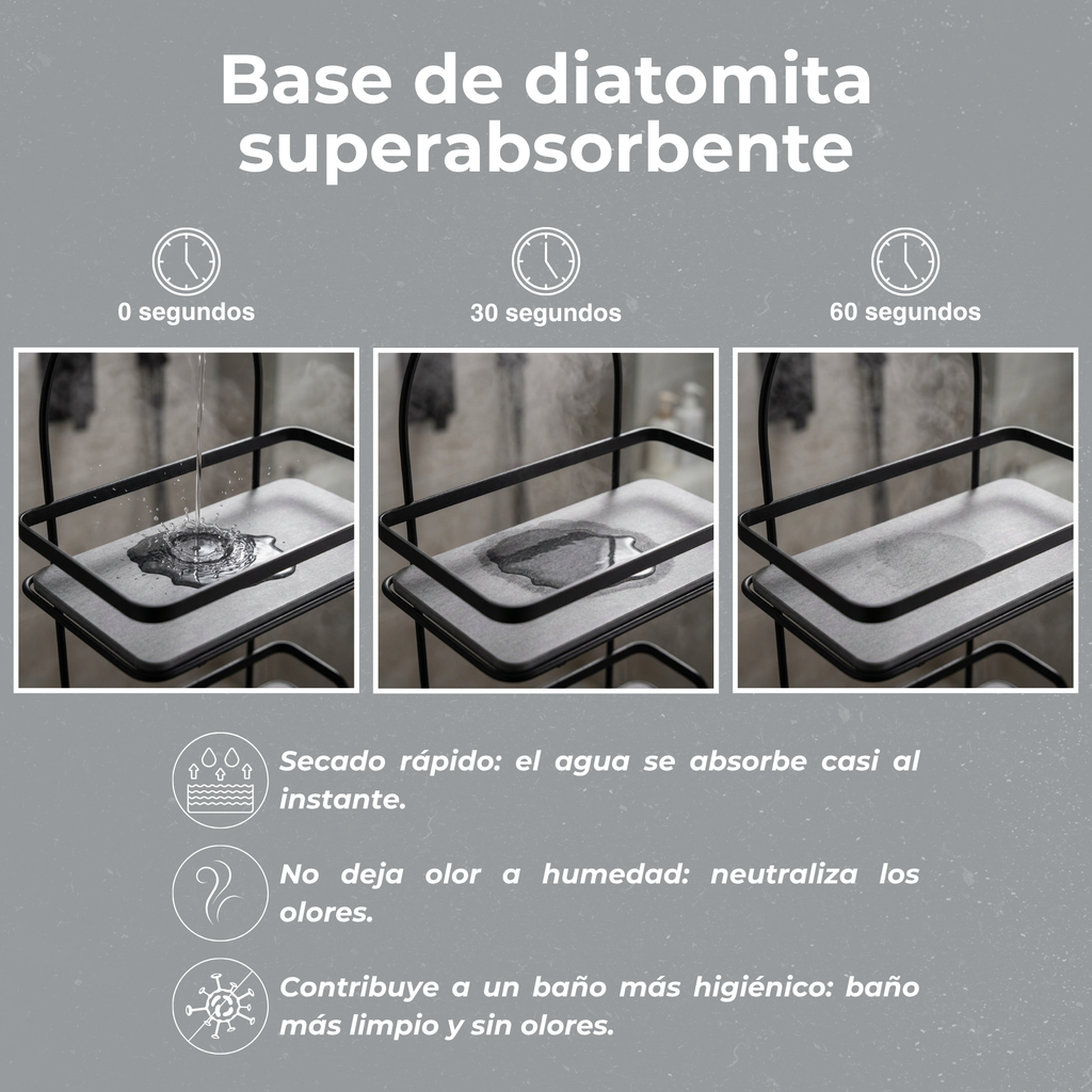 Organizador de Ducha premium con Base de Diatomita