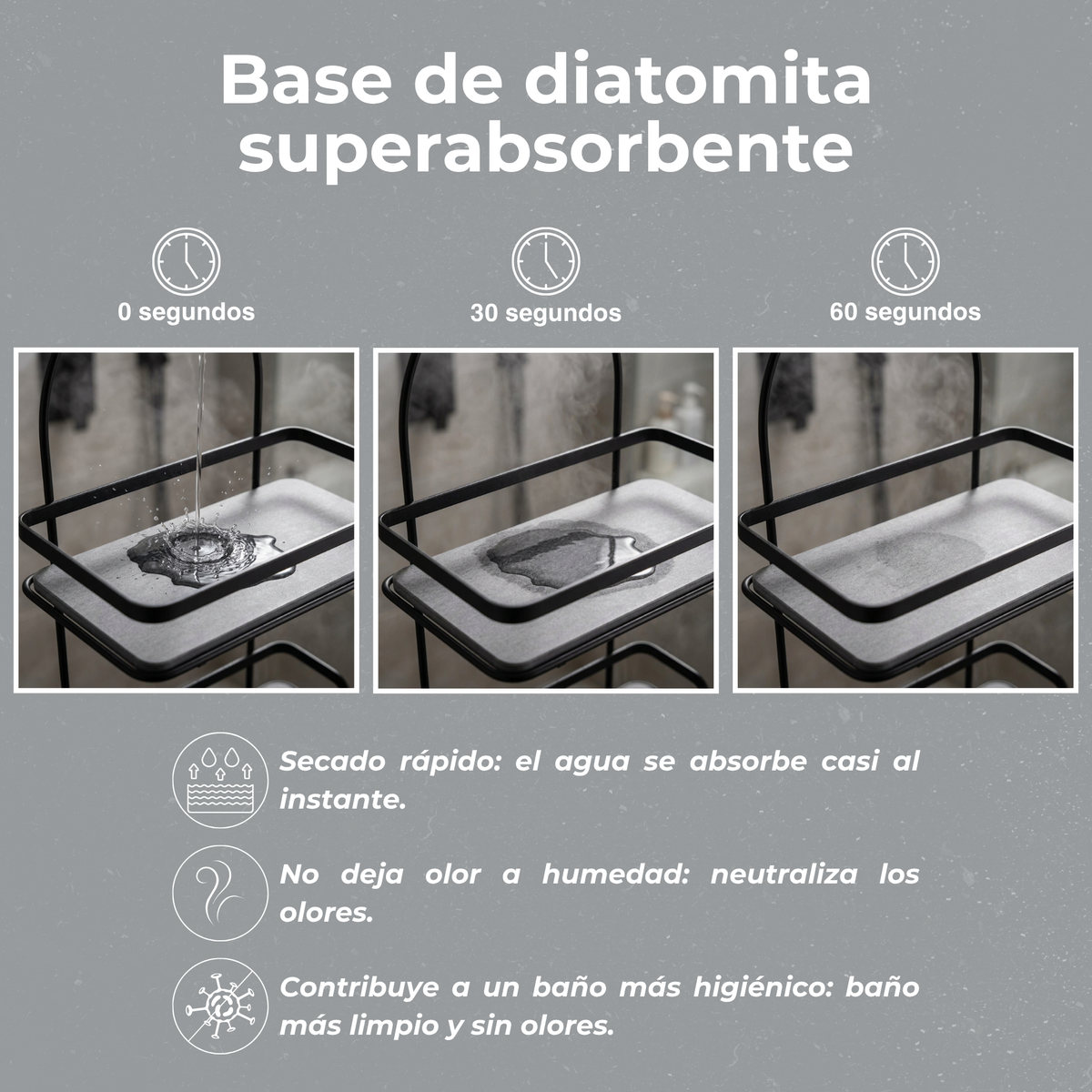Organizador de Ducha premium con Base de Diatomita