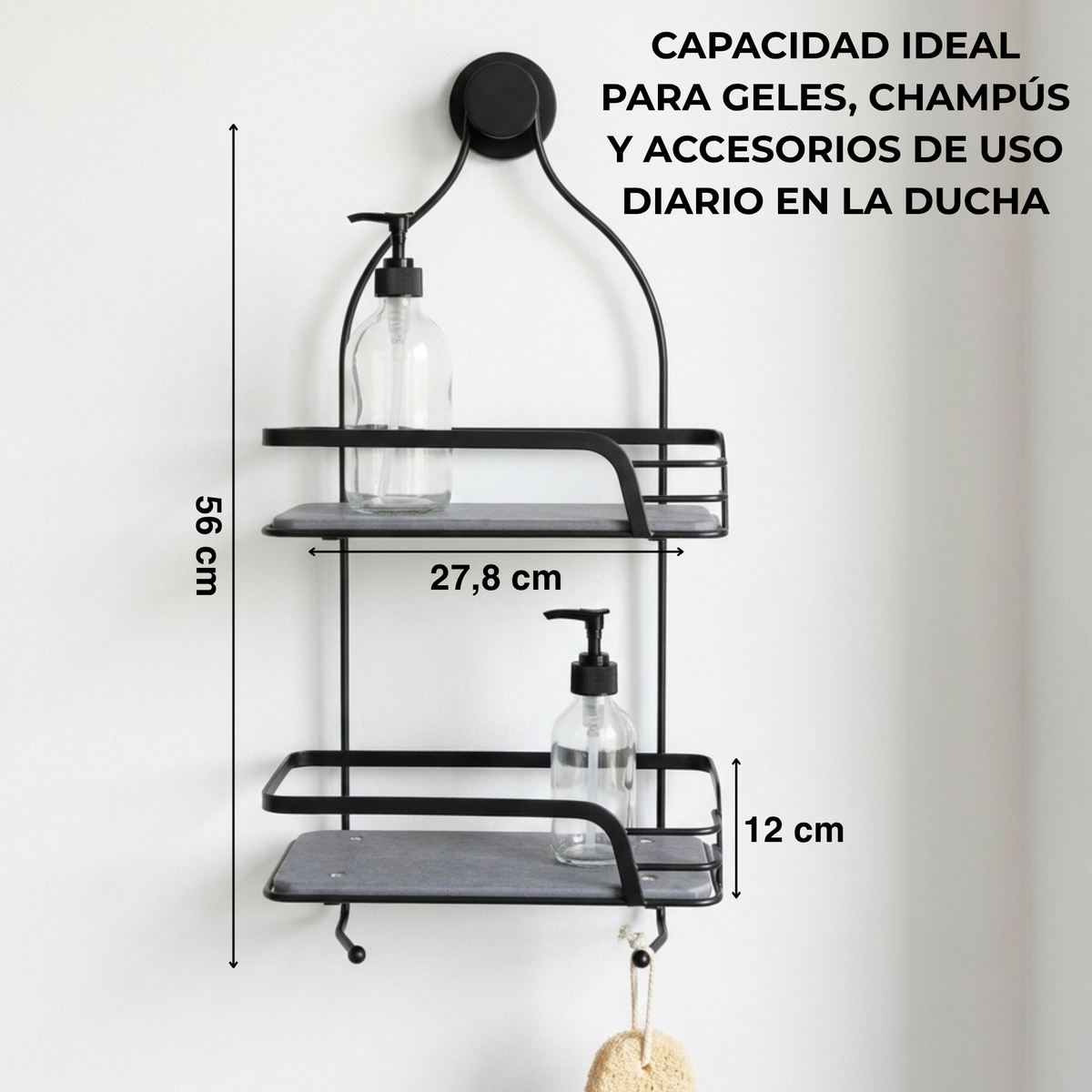 Organizador de Ducha premium con Base de Diatomita